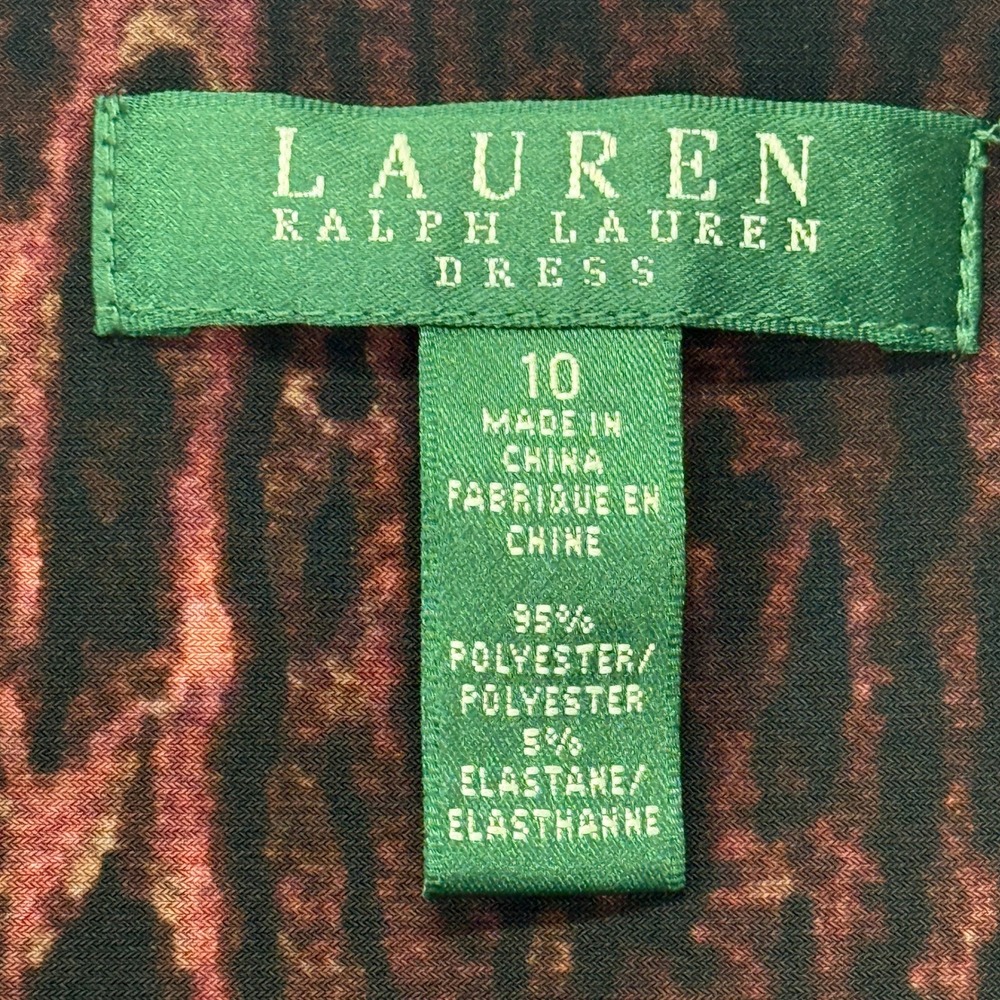 Lauren Ralph Lauren Dress Womens 10 NWT Raisin Toned Animal Print Long Sleeve - Picture 3 of 10